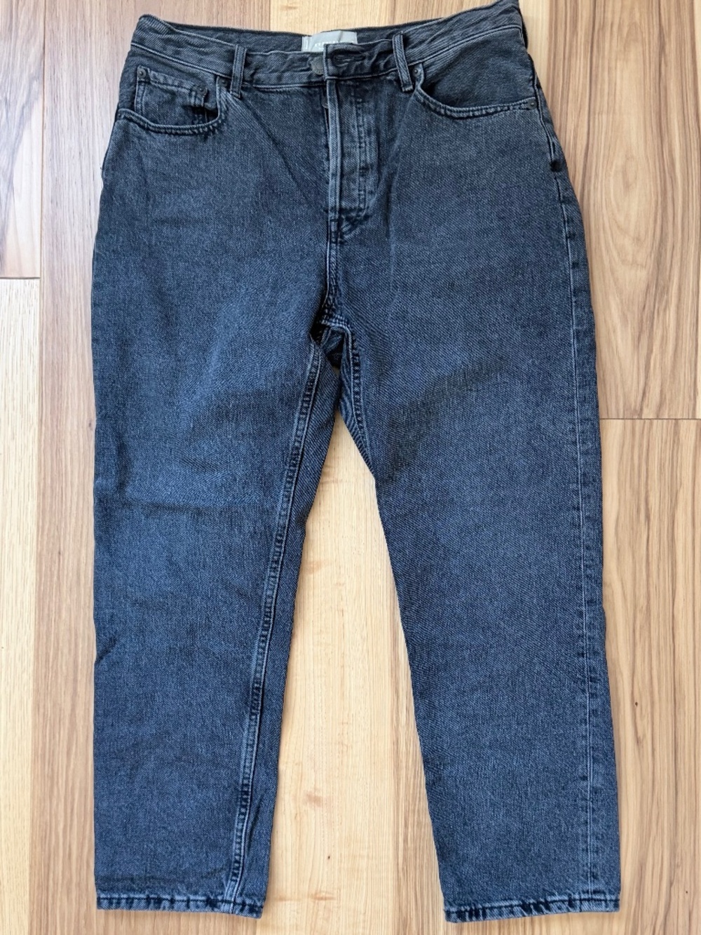 Everlane The 90s Cheeky Jean Black Gray Wash High Rise Straight Leg 29 Ankle